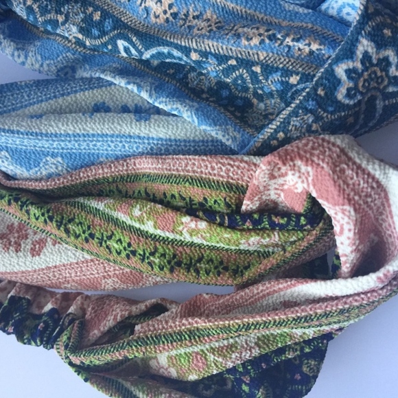 Vintage Boho floral Cross scarf hair head bandana - Picture 6 of 6